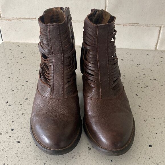 Sbicca Boots Jeronimo Brown Leather Ankle Western Booties Women’s Size 7 - Picture 2 of 12